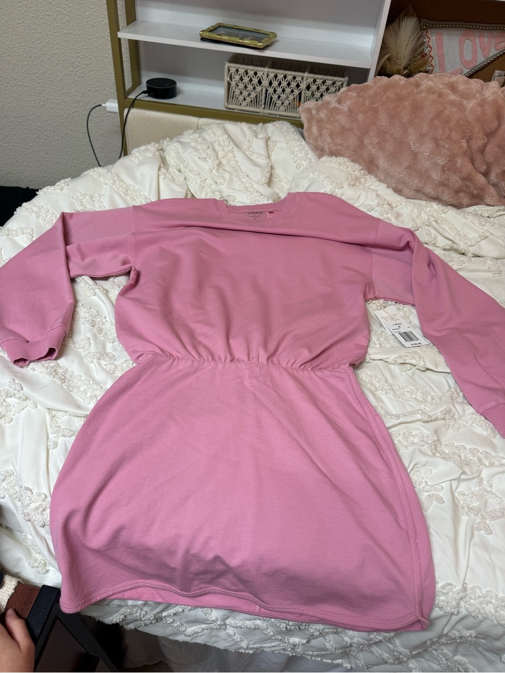 NWT Anthropologie Pink Long Sleeve Waist-Defined Mini Dress athletic
